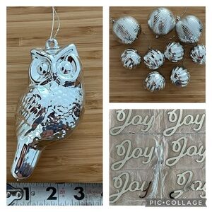 Set of 26 silver plastic ornaments never used